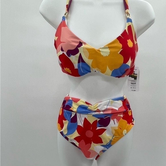 Time and Tru Women's Floral High Waist Twist Swim Bottoms Size 3X - Picture 3 of 13